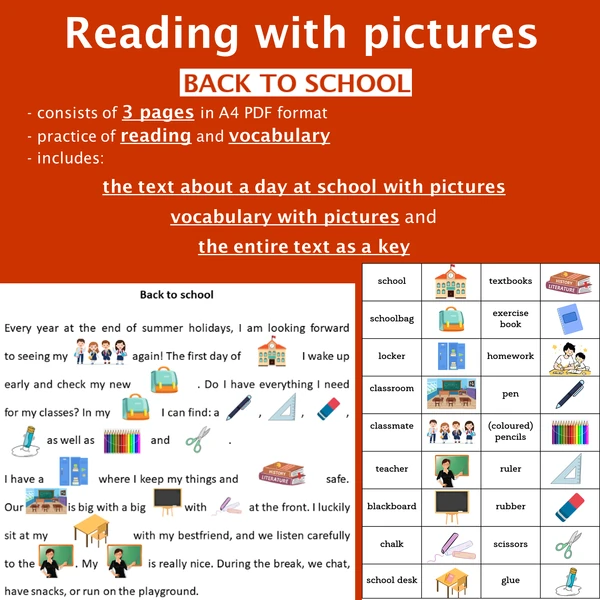 Back to school - reading with pictures / Zpátky do školy - čtení s obrázky