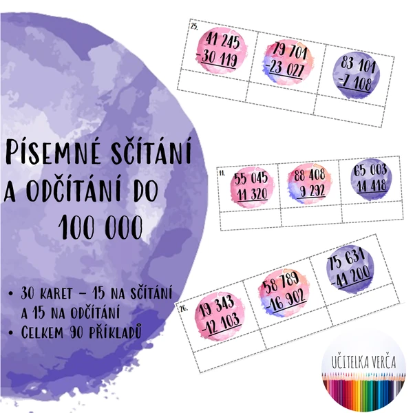 Bubliny, písemné +,- do 100 000