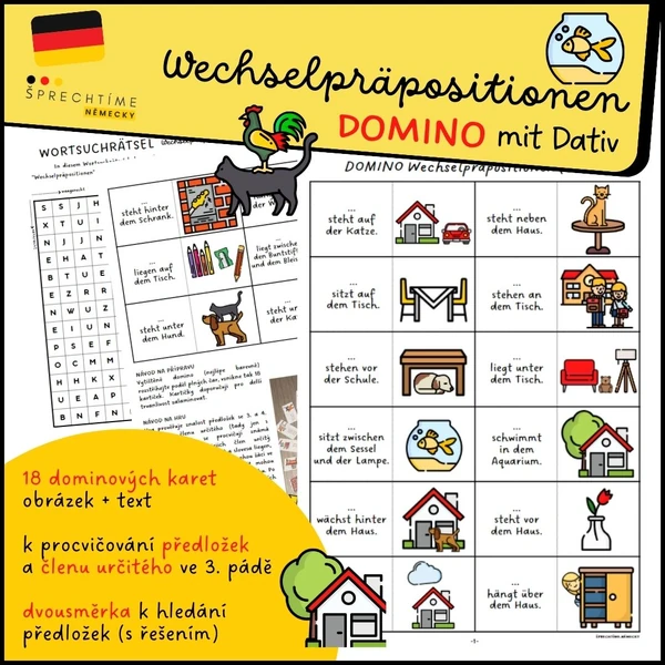 Wechselpräpositionen DOMINO (Dativ) + WORTSUCHRÄTSEL