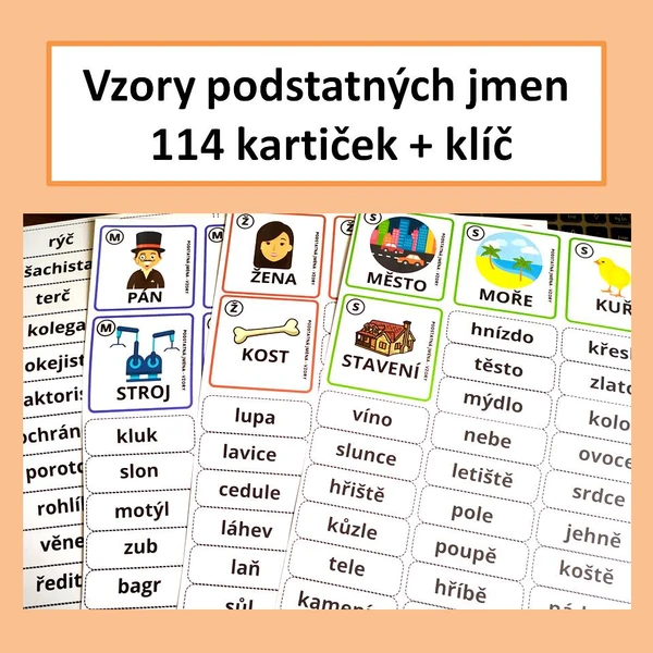Vzory podstatných jmen - kartičky
