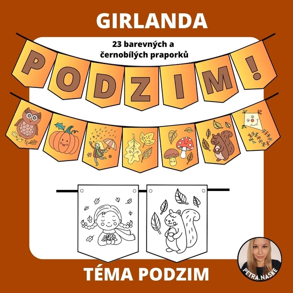 Girlanda, výzdoba třídy a omalovánky - téma PODZIM