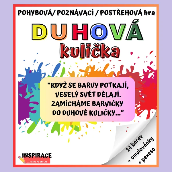 Pohybová/ postřehová / poznávací hra “DUHOVÁ KULIČKA”🌈