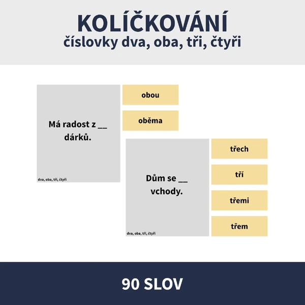 ČÍSLOVKY DVA, OBA, TŘI, ČTYŘI - KOLÍČKOVÁNÍ