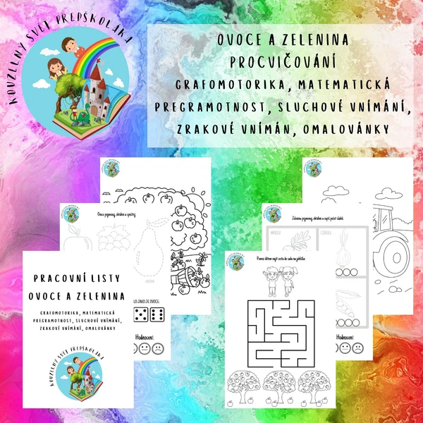 Ovoce a zelenina - pracovní listy