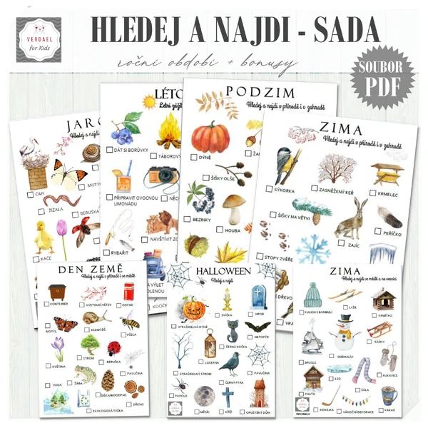 HLEDEJ A NAJDI sada 7 pracovních listů