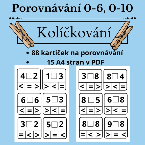 Porovnávání v oboru 0-6, 0-10 - Kolíčkování