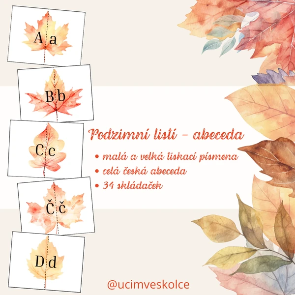 PODZIMNÍ LISTÍ - abeceda (velká a malá tiskací písmena)