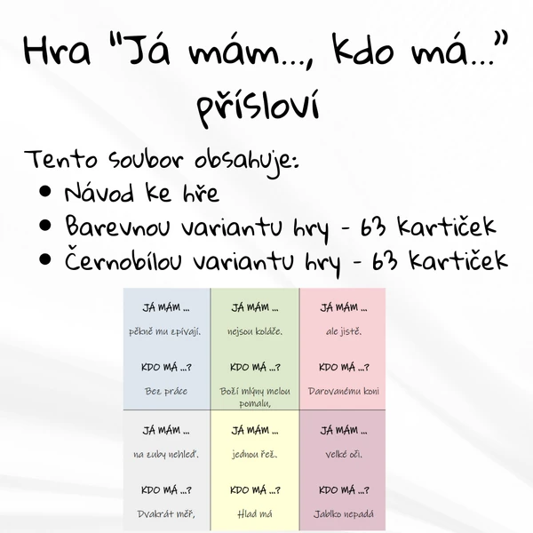 Hra "Já mám..., kdo má..." přísloví