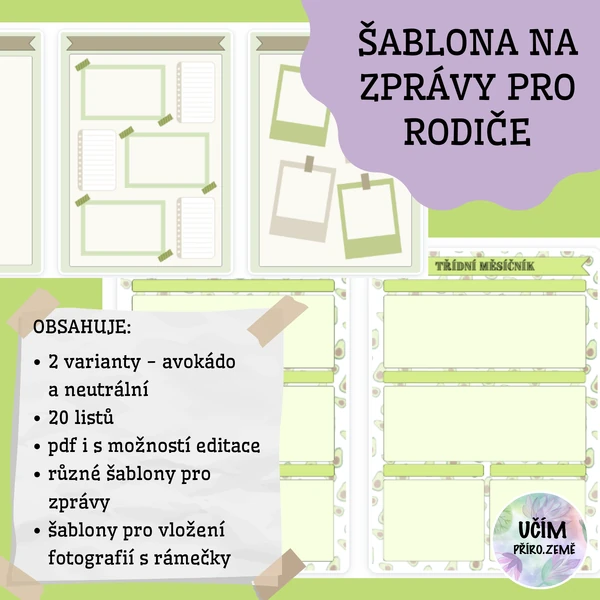 Šablony na zprávu pro rodiče
