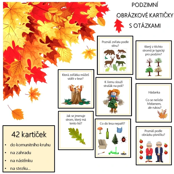 Podzimní obrázkové kartičky 