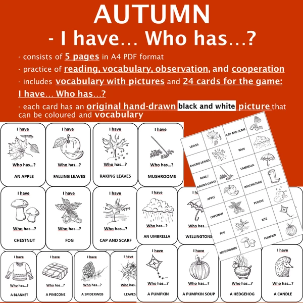PODZIM / AUTUMN - Vocabulary + Game I HAVE... WHO HAS...?
