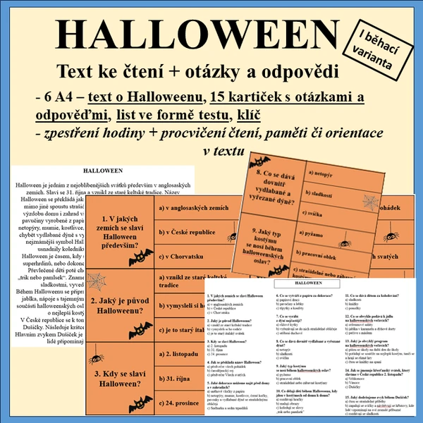 Halloween - čtení + otázky a odpovědi