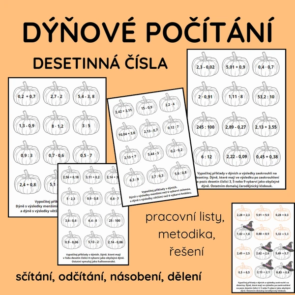 Početní operace s desetinnými čísly - Halloweenské dýně