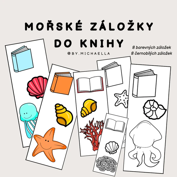 Mořské záložky + omalovánky