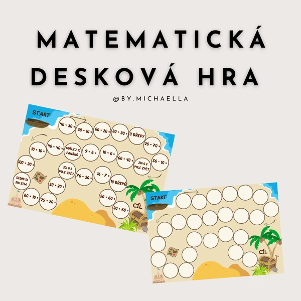 Matematická hra sčítání desítek + prázdná karta hry