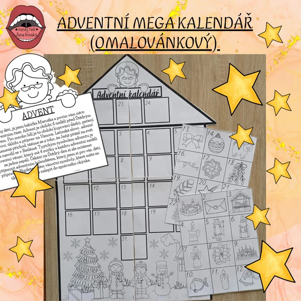 MEGA ADVENTNÍ KALENDÁŘ (OMALOVÁNKOVÝ)