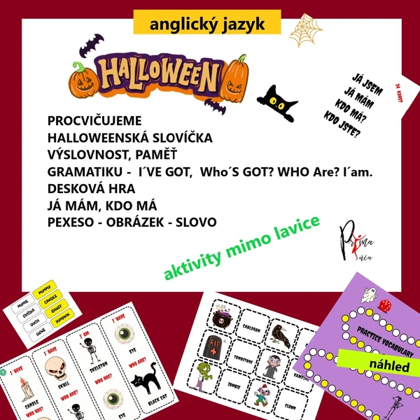 HALLOWEEN V HODINĚ ANGLIČTINY - 3 hry pro 1. stupeň ZŠ