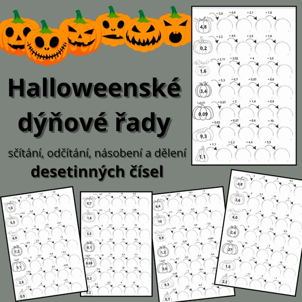 Dýňové řady - početní operace s desetinnými čísly