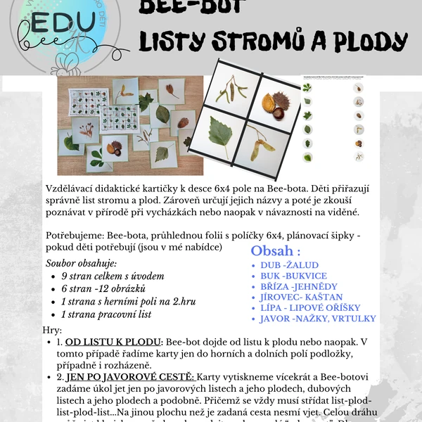 BEE-BOT LISTY STROMŮ A PLODY
