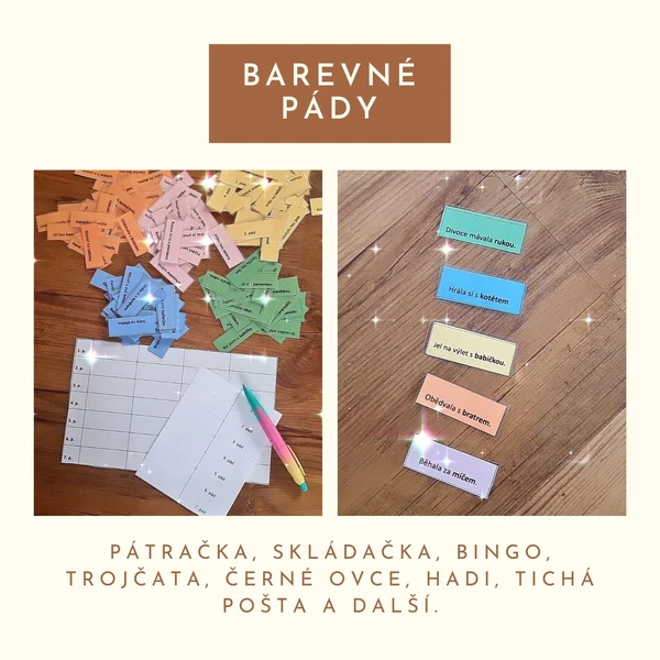 Hravé a barevné pády (tabulka a 140 kartiček)