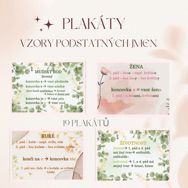 Plakáty vzory podstatných jmen