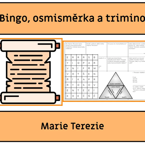 Marie Terezie - bingo, osmisměrka a trimino