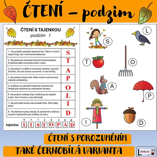 Čtení s tajenkou - PODZIM