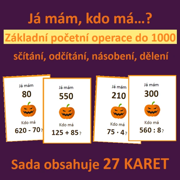 Já mám, kdo má…? – Základní početní operace do 1000 - halloweenské počítání 