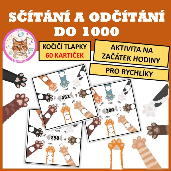 KOČIČÍ TLAPKY - Sčítání a odčítání do 1000