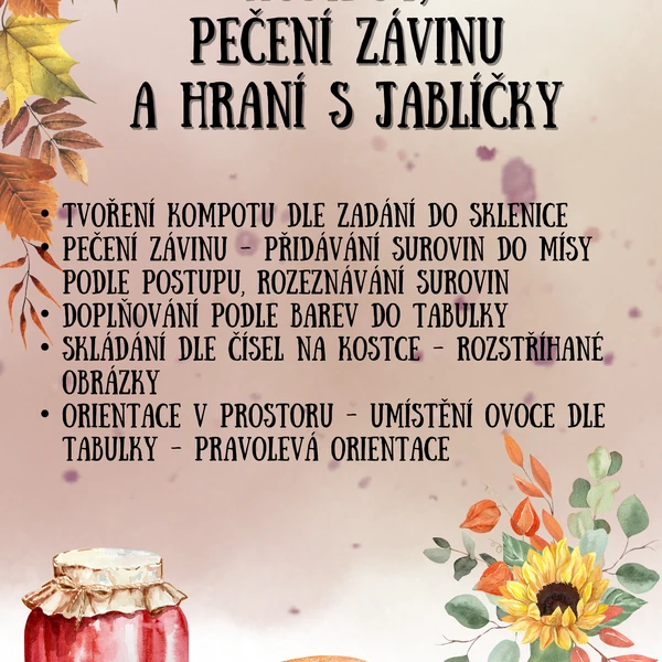 Kompot, příprava závinu a jiné hraní s jablíčky
