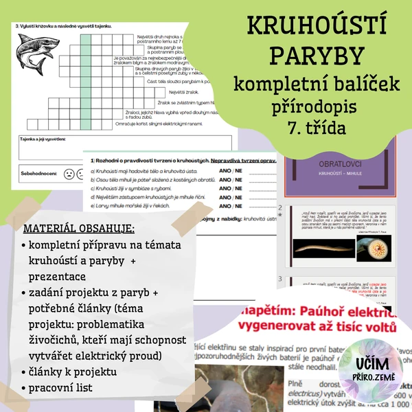Balíček materiálů - kruhoústí, paryby
