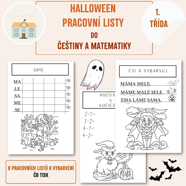 Halloween  - pracovní listy do češtiny a matematiky