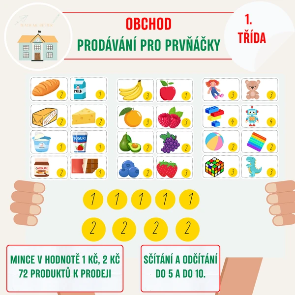 Obchod - sčítání a odčítání pro prvňáčky