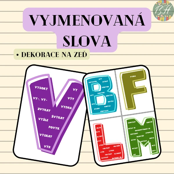Vyjmenovaná slova - písmena se slovy