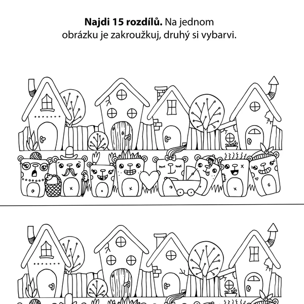 Najdi 15 rozdílů - Vesnička Doodlov