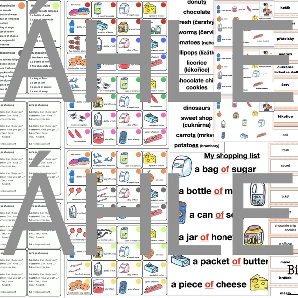 Balíček: shopping game, prezentace, plakát, slovíčka 