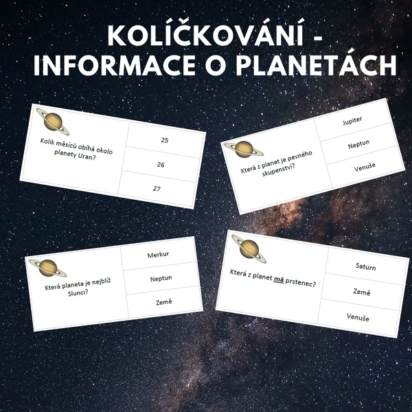 kolíčkování - informace o planetách