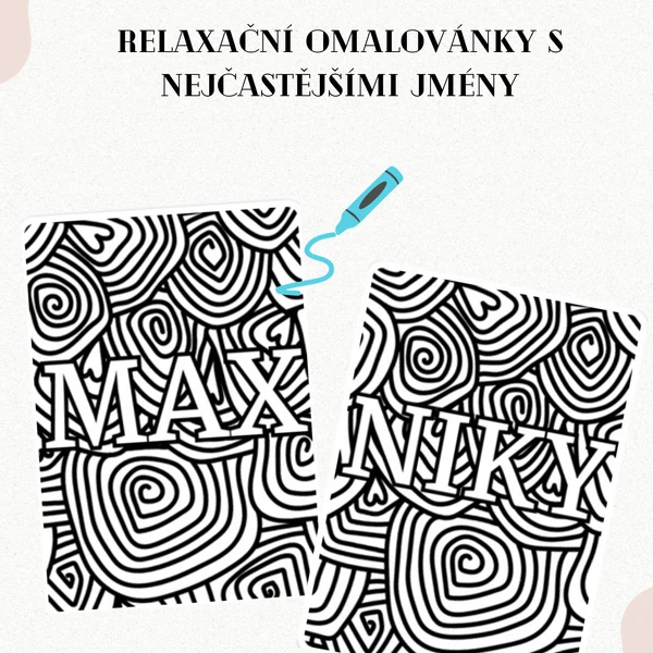 Relaxační omalovánky s nejčastějšími jmény