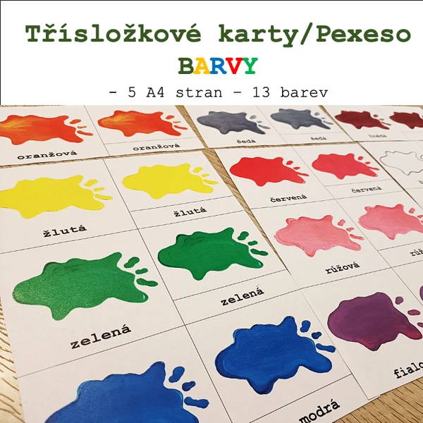 Třísložkové karty/Pexeso - Barvy