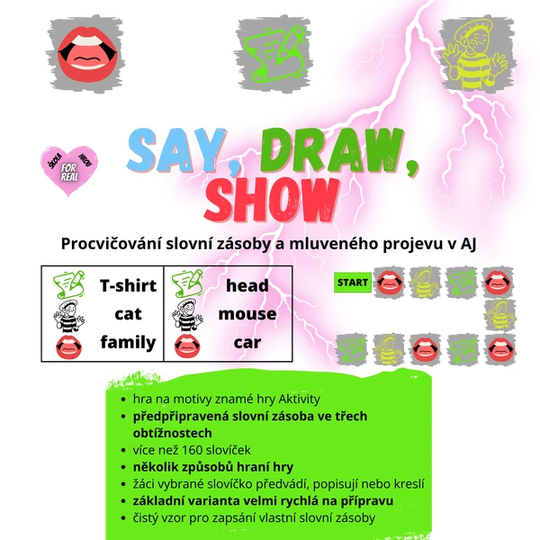 Say, draw, show - Procvičování slovní zásoby a mluvené AJ