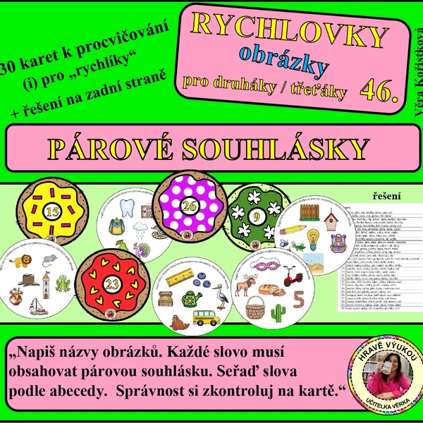 RYCHLOVKY 46 – PÁROVÉ SOUHLÁSKY – obrázky v donutech