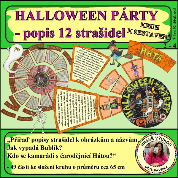  HALLOWEEN – POPIS STRAŠIDEL – kruh k sestavení