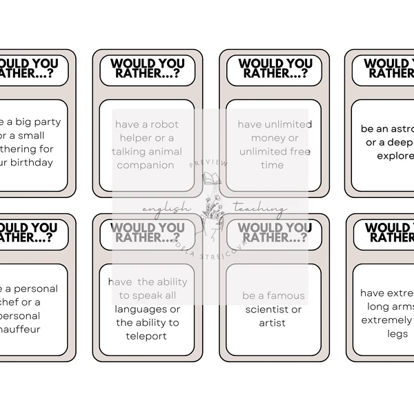 WOULD YOU RATHER speaking cards