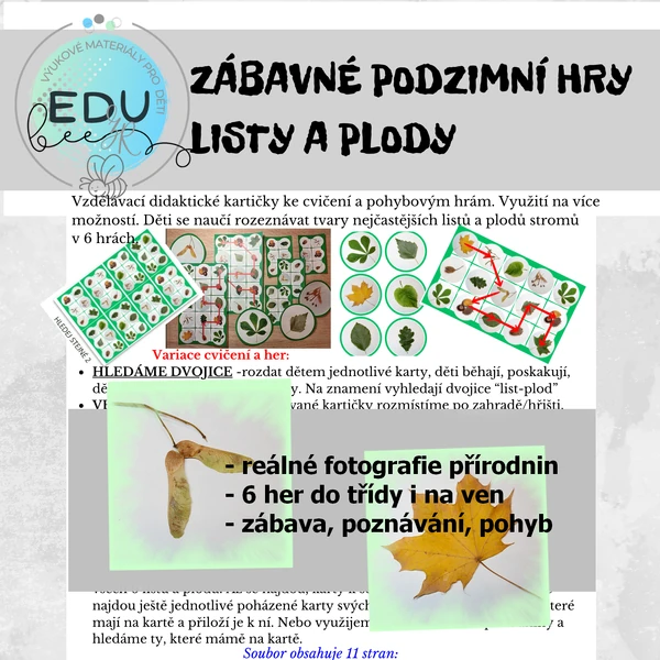 ZÁBAVNÉ PODZIMNÍ HRY LISTY A PLODY