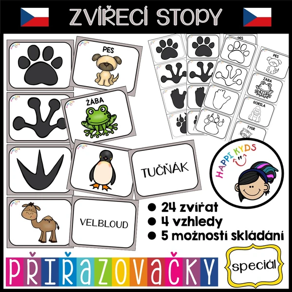 Přiřazovačky - ZVÍŘECÍ STOPY (ČJ)