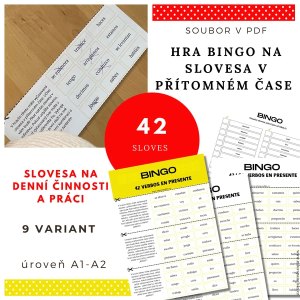 Bingo na slovesa ve španělštině v přítomném čase