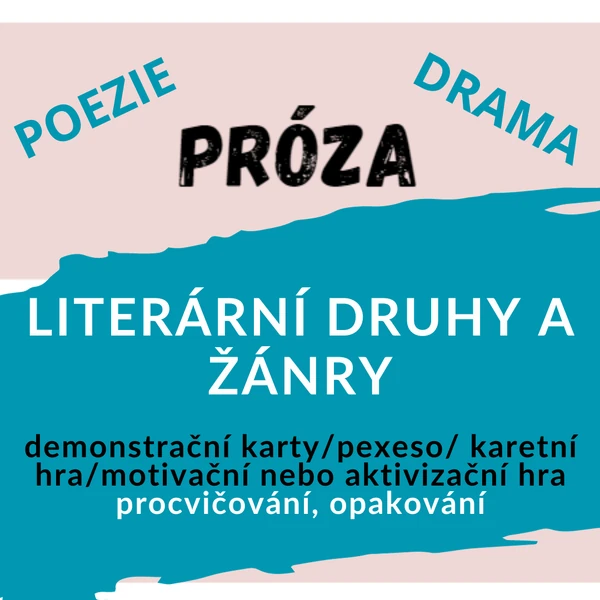 Literární druhy a žánry - karetní hra / pexeso / demonstrační karty