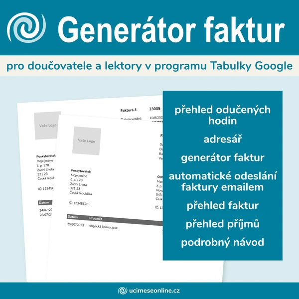 Generátor faktur pro doučovatele a lektory