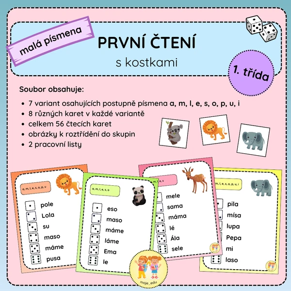 První čtení s kostkami - malá tiskací písmena