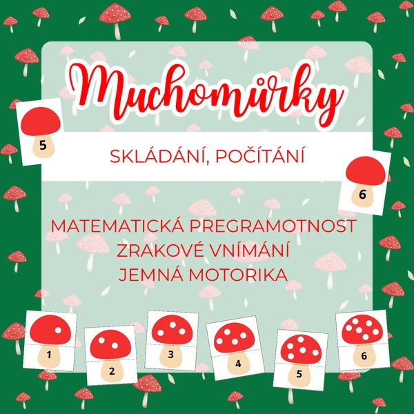MUCHOMŮRKY - skládání, počítání